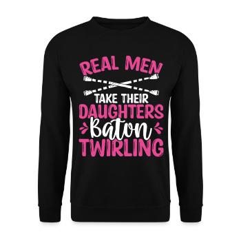 Baton Twirler Real Men prend son bâton Twirling - Sweat-shirt Unisexe - noir - Devant - Alina (178cm) & Michal (187cm)