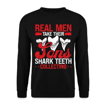 Shark Teeth Collecting Real Men take Shark Sons - Unisex Sweatshirt - black - Front - Alina (178cm) & Michal (187cm)