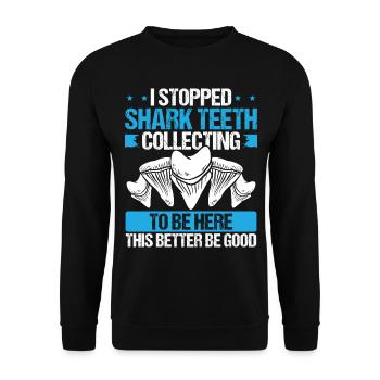 Shark Teeth Collecting Bottle Shark Tooth Hunter - Unisex Sweatshirt - black - Front - Alina (178cm) & Michal (187cm)