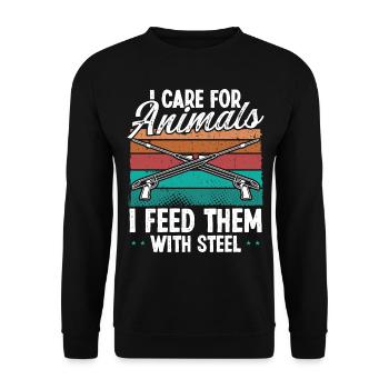 Freediving Apnea Hunter Spearfisher Spear Fins - Unisex Sweatshirt - black - Front - Alina (178cm) & Michal (187cm)