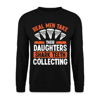 Shark Teeth Real Men take Shark Tooth Hunter - Unisex Sweatshirt - black - Front - Alina (178cm) & Michal (187cm)