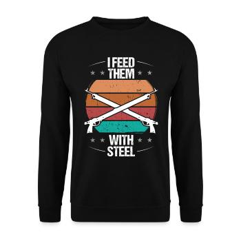 Spearfisher I feed them with Steel Apnea Hunter - Unisex Sweatshirt - black - Front - Alina (178cm) & Michal (187cm)