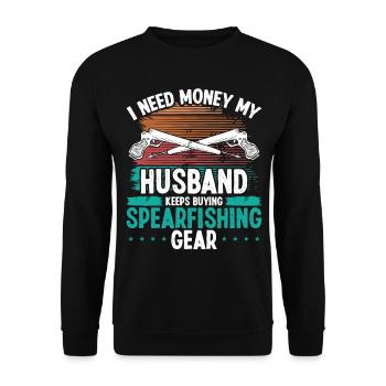 Spearfisher Husband Vintage Freediving Funny - Unisex Pullover - Schwarz - Vorne - Alina (178cm) & Michal (187cm)
