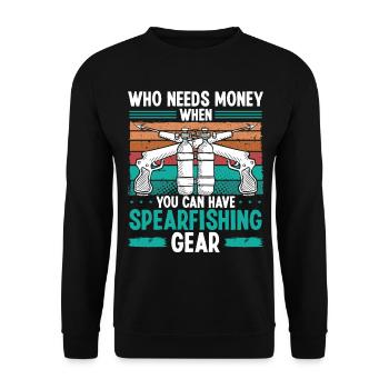 Spearfisher Gear Freediving Apnea Diver Spear - Unisex Sweatshirt - black - Front - Alina (178cm) & Michal (187cm)