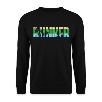 Running Runner Half Marathon Retro - Unisex Sweatshirt - black - Front - Alina (178cm) & Michal (187cm)