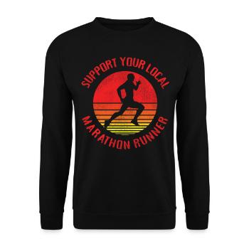 Running Runner Half Marathon Retro - Unisex Pullover - Schwarz - Vorne - Alina (178cm) & Michal (187cm)