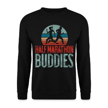 Running Runner Half Marathon - Unisex Pullover - Schwarz - Vorne - Alina (178cm) & Michal (187cm)