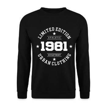 Vintage Geburtstag Geburtstag Retro 1981 Limited - Unisex Pullover - Schwarz - Vorne - Alina (178cm) & Michal (187cm)