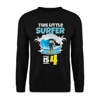 Surfing Boy - Dieser kleine Surfer ist 4 Jahre alt - Unisex Pullover - Schwarz - Vorne - Alina (178cm) & Michal (187cm)