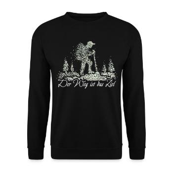 Der Weg ist das Ziel Wandern Wanderer Trekking - Unisex Pullover - Schwarz - Vorne - Alina (178cm) & Michal (187cm)