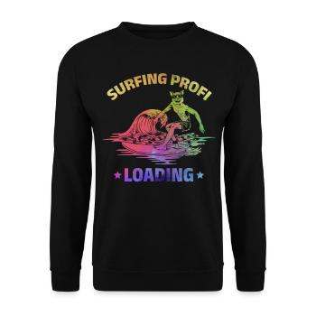 Surfer Surfing Profi Loading Lustiges Surfen - Unisex Pullover - Schwarz - Vorne - Alina (178cm) & Michal (187cm)
