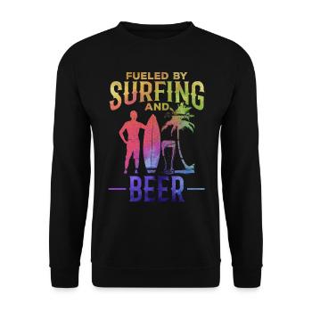 Wassersurfer angetrieben durch Surfen und Bier - Unisex Pullover - Schwarz - Vorne - Alina (178cm) & Michal (187cm)