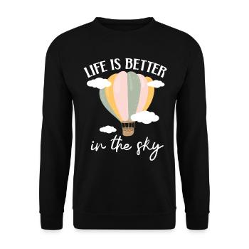 La vie est meilleure dans le ciel L’amour de la montgolfière - Sweat-shirt Unisexe - noir - Devant - Alina (178cm) & Michal (187cm)