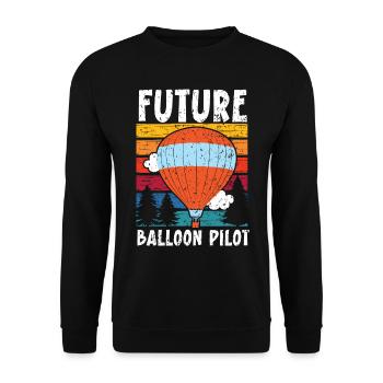 Future Balloon Pilot Hot Air Balloon Lover - Unisex Sweatshirt - black - Front - Alina (178cm) & Michal (187cm)