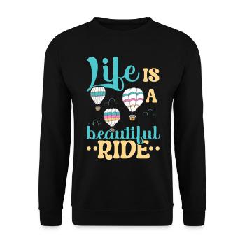 La vie est un beau tour de montgolfière - Sweat-shirt Unisexe - noir - Devant - Alina (178cm) & Michal (187cm)