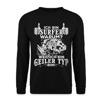 Surfing I Ich bin Surfer Wassersport Surfing - Unisex Pullover - Schwarz - Vorne - Alina (178cm) & Michal (187cm)