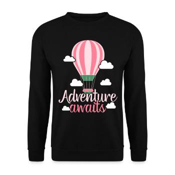 Abenteuer erwartet Heißluftballon-Liebhaber Aerona - Unisex Pullover - Schwarz - Vorne - Alina (178cm) & Michal (187cm)