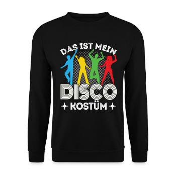 Disco 70er 80er Jahre Disko Party Outfit Discothek - Unisex Pullover - Schwarz - Vorne - Alina (178cm) & Michal (187cm)