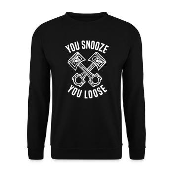 Rennfahrer Rennwagen Tuning Rennsport Motorsport - Unisex Pullover - Schwarz - Vorne - Alina (178cm) & Michal (187cm)