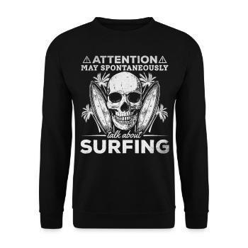 Surfen, das ich aufmerksam mache, kann spontan - Unisex Pullover - Schwarz - Vorne - Alina (178cm) & Michal (187cm)