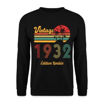 Vintage 1932 édition limitée Anniversaire Cadeau - Sweat-shirt Unisexe - noir - Devant - Alina (178cm) & Michal (187cm)