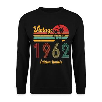 Vintage 1962 Vintage Anniversaire Idée Cadeau 1962 - Sweat-shirt Unisexe - noir - Devant - Alina (178cm) & Michal (187cm)