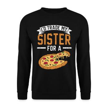 Je demanderais à ma sœur une pizza liebha - Sweat-shirt Unisexe - noir - Devant - Alina (178cm) & Michal (187cm)