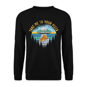 Take me to your pizza Italian food - Unisex Sweatshirt - black - Front - Alina (178cm) & Michal (187cm)
