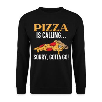 Pizza Is Calling Sorry Gotta Go Italian Food Pizza - Unisex Sweatshirt - black - Front - Alina (178cm) & Michal (187cm)