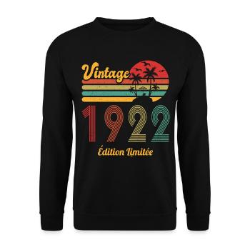 Vintage 1922 Anniversary Gift Idea - Unisex Sweatshirt - black - Front - Alina (178cm) & Michal (187cm)
