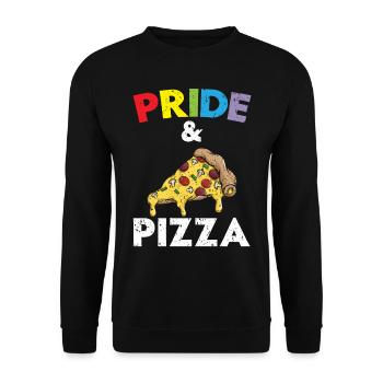 Pride and Pizza Italian Food Pizza Eater LG - Unisex Sweatshirt - black - Front - Alina (178cm) & Michal (187cm)