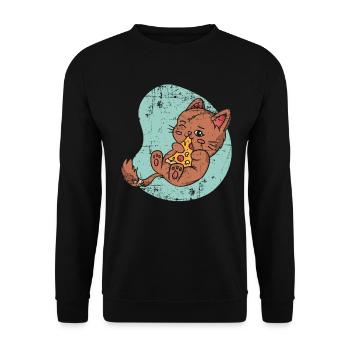 Pizza Cat Pizza Lover Italian Food Ki - Unisex Sweatshirt - black - Front - Alina (178cm) & Michal (187cm)
