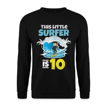 Surfen: Dieser kleine Surfer ist 10 Jahre Surfer - Unisex Pullover - Schwarz - Vorne - Alina (178cm) & Michal (187cm)