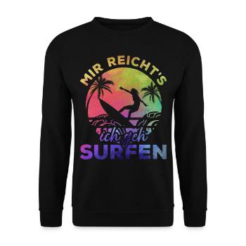 Surfer Mir Reicht's Ich Geh Surfen - Wassersport - Unisex Pullover - Schwarz - Vorne - Alina (178cm) & Michal (187cm)
