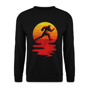 Retro Vintage American Football Sport - Unisex Pullover - Schwarz - Vorne - Alina (178cm) & Michal (187cm)