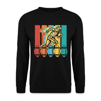 Retro Vintage American Football Sport - Unisex Pullover - Schwarz - Vorne - Alina (178cm) & Michal (187cm)