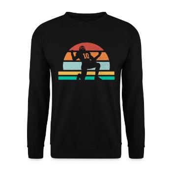 Retro Vintage American Football Sport - Unisex Pullover - Schwarz - Vorne - Alina (178cm) & Michal (187cm)