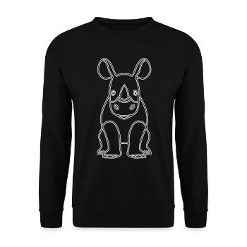 Nashorn Tierkopf Design Tiermotiv mit Wiltieren - Unisex Pullover - Schwarz - Vorne - Alina (178cm) & Michal (187cm)