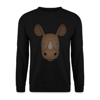 Nashorn Tierkopf Design Tiermotiv mit Wiltieren - Unisex Pullover - Schwarz - Vorne - Alina (178cm) & Michal (187cm)