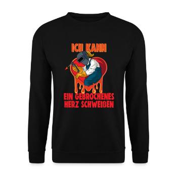 Schweißerin Spruch Design für Metallbauer - Unisex Pullover - Schwarz - Vorne - Alina (178cm) & Michal (187cm)