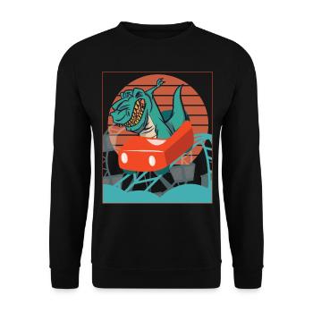 Roller Coaster T Rex Dinosaur - Unisex Sweatshirt - black - Front - Alina (178cm) & Michal (187cm)