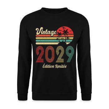 vintage 2029 Vintage Anniversaire Idée Cadeau 2029 - Sweat-shirt Unisexe - noir - Devant - Alina (178cm) & Michal (187cm)