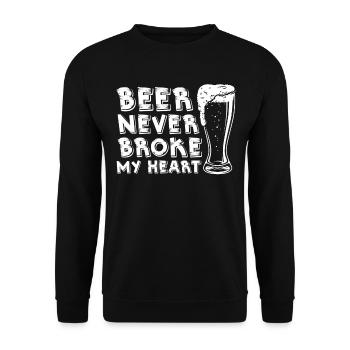 Beer Never Broke My Heart Festival Bier - Unisex Pullover - Schwarz - Vorne - Alina (178cm) & Michal (187cm)