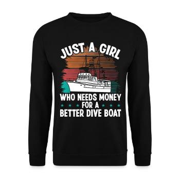 Spearfisher Apnea Diver Boat Spearo Spearfishing - Unisex Sweatshirt - black - Front - Alina (178cm) & Michal (187cm)
