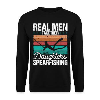 Spearfisher Real Men take their Daughters - Unisex Sweatshirt - black - Front - Alina (178cm) & Michal (187cm)