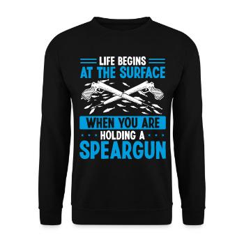 Spearfishing Fins Spearfisher Speargun Apnea Dive - Unisex Sweatshirt - black - Front - Alina (178cm) & Michal (187cm)