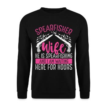 Spearfisher Wife Freediving Apnea Diver Speargun - Unisex Sweatshirt - black - Front - Alina (178cm) & Michal (187cm)