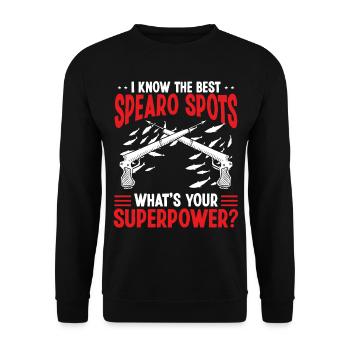 Spearfisher Freediving Apnoe Diver Spearfishing - Unisex Pullover - Schwarz - Vorne - Alina (178cm) & Michal (187cm)