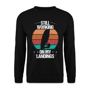 Windsurfer still working on my Windsurfing - Unisex Sweatshirt - black - Front - Alina (178cm) & Michal (187cm)