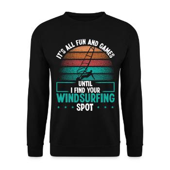 Windsurfing Spot Windsurf Board Windsurfer Sail - Unisex Sweatshirt - black - Front - Alina (178cm) & Michal (187cm)